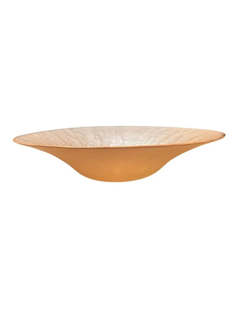 Vietri Metallic Glass Pearl Centerpiece Bowl 19.5” Textured Gold Rim Decor - NEW
